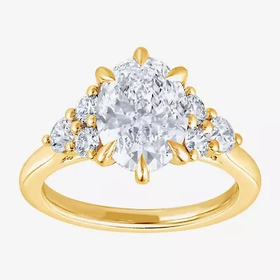 (F / Vs2) Womens 2 7/8 Ct. T.W. Lab Grown White Diamond 10K Gold Oval Engagement Ring