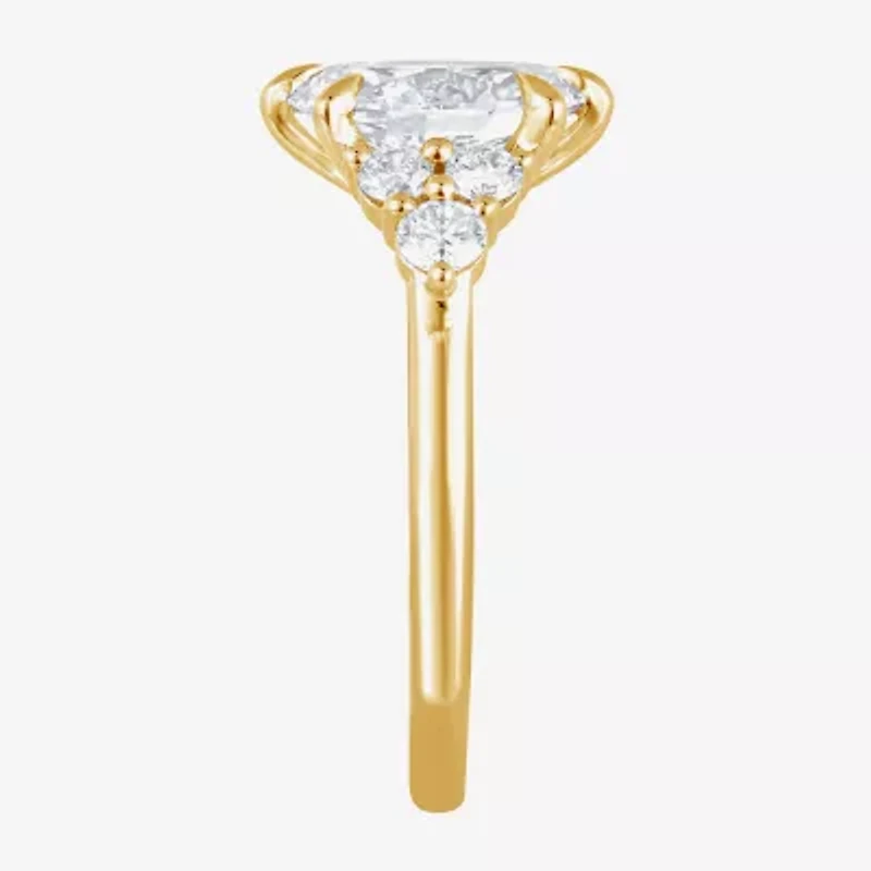 (F / Vs2) Womens 2 7/8 Ct. T.W. Lab Grown White Diamond 10K Gold Oval Engagement Ring