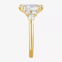 (F / Vs2) Womens 2 7/8 Ct. T.W. Lab Grown White Diamond 10K Gold Oval Engagement Ring