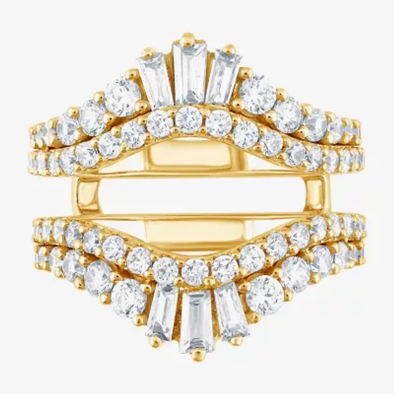 (F / Vs2) Womens 2 CT. T.W. Lab Grown White Diamond 10K Gold Ring Guard