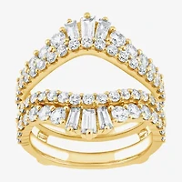 (F / Vs2) Womens 2 CT. T.W. Lab Grown White Diamond 10K Gold Ring Guard