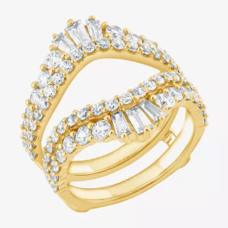 (F / Vs2) Womens 2 CT. T.W. Lab Grown White Diamond 10K Gold Ring Guard