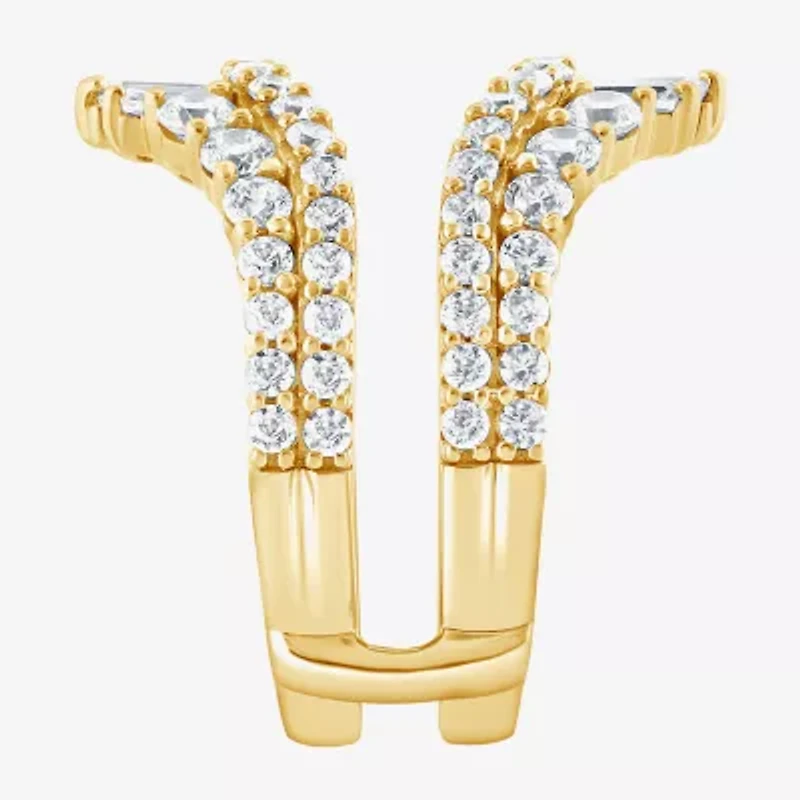 (F / Vs2) Womens 2 CT. T.W. Lab Grown White Diamond 10K Gold Ring Guard