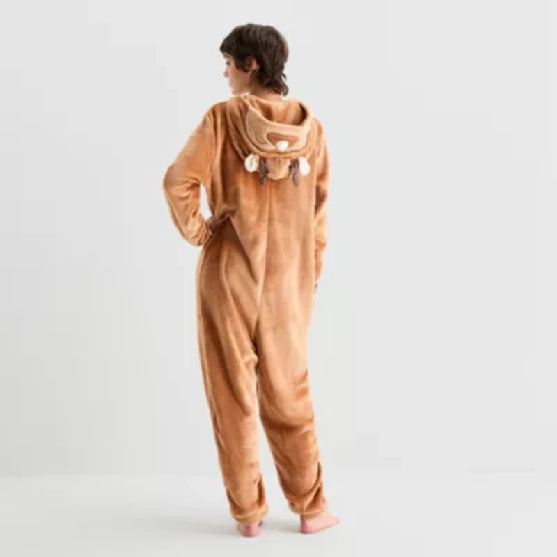 North Pole Trading Co. Reindeer Unisex Adult Plush Hooded Long Sleeve Matching Family One Piece Pajama
