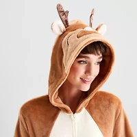 North Pole Trading Co. Reindeer Unisex Adult Plush Hooded Long Sleeve Matching Family One Piece Pajama