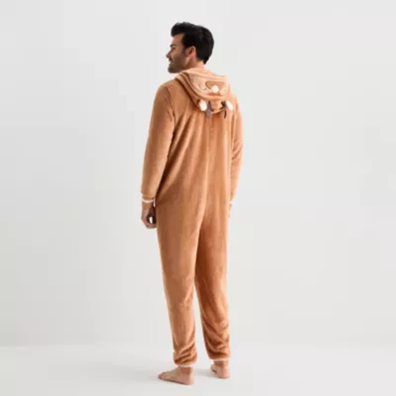 North Pole Trading Co. Reindeer Unisex Adult Plush Hooded Long Sleeve Matching Family One Piece Pajama