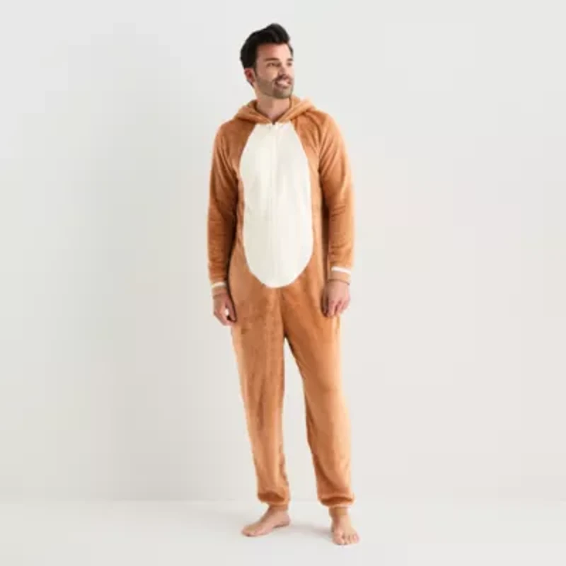North Pole Trading Co. Reindeer Unisex Adult Plush Hooded Long Sleeve Matching Family One Piece Pajama