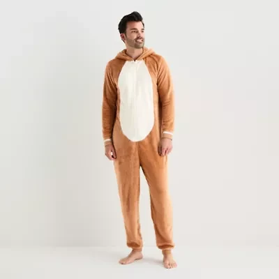 North Pole Trading Co. Reindeer Unisex Adult Plush Hooded Long Sleeve Matching Family One Piece Pajama