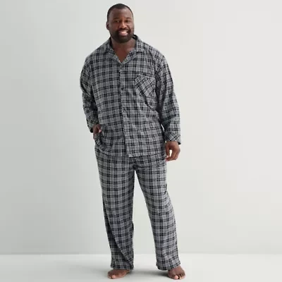 St. John's Bay Mens Long Sleeve 2-pc. Big and Tall Pajama Sets
