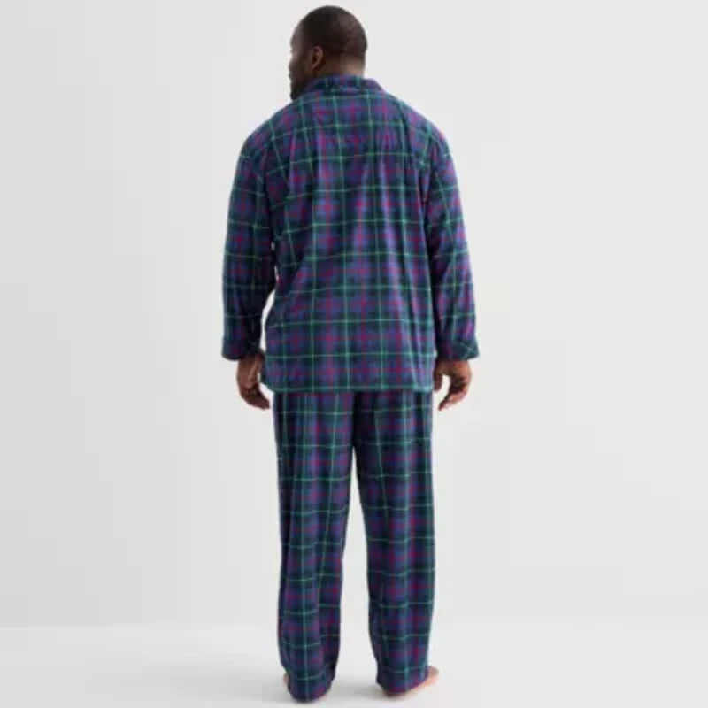 St. John's Bay Mens Fleece Long Sleeve 2-pc. Big and Tall Pajama Sets