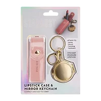 Pink Sky Lipstick Holder & Compact Key Ring Set