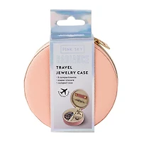 Pink Sky 3-Compartment Round Jewelry Case