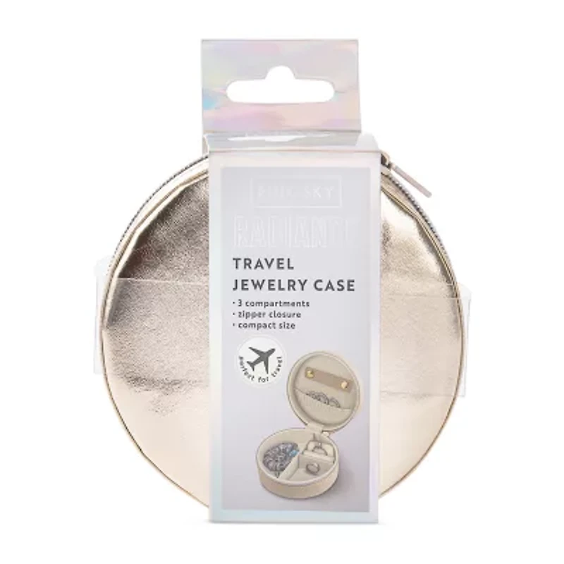 Pink Sky 3-Compartment Round Jewelry Case
