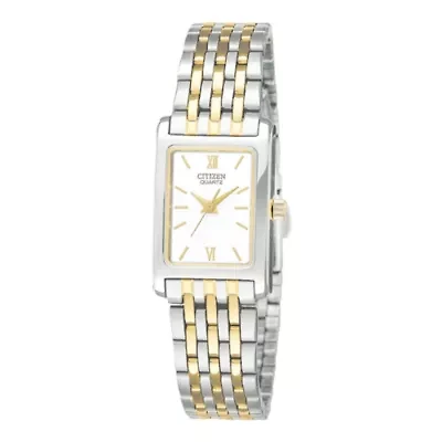 Citizen® Womens Rectangular Two-Tone Stainless Steel Bracelet Watch EJ5854-56A