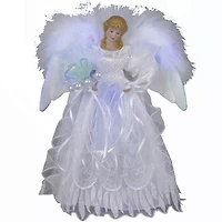 Kurt Adler 12" Fiber-Optic White and Silver Angel LED Lighted Treetopper