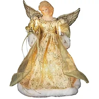 Kurt Adler 12" Gold Dress Lighted Angel Treetopper