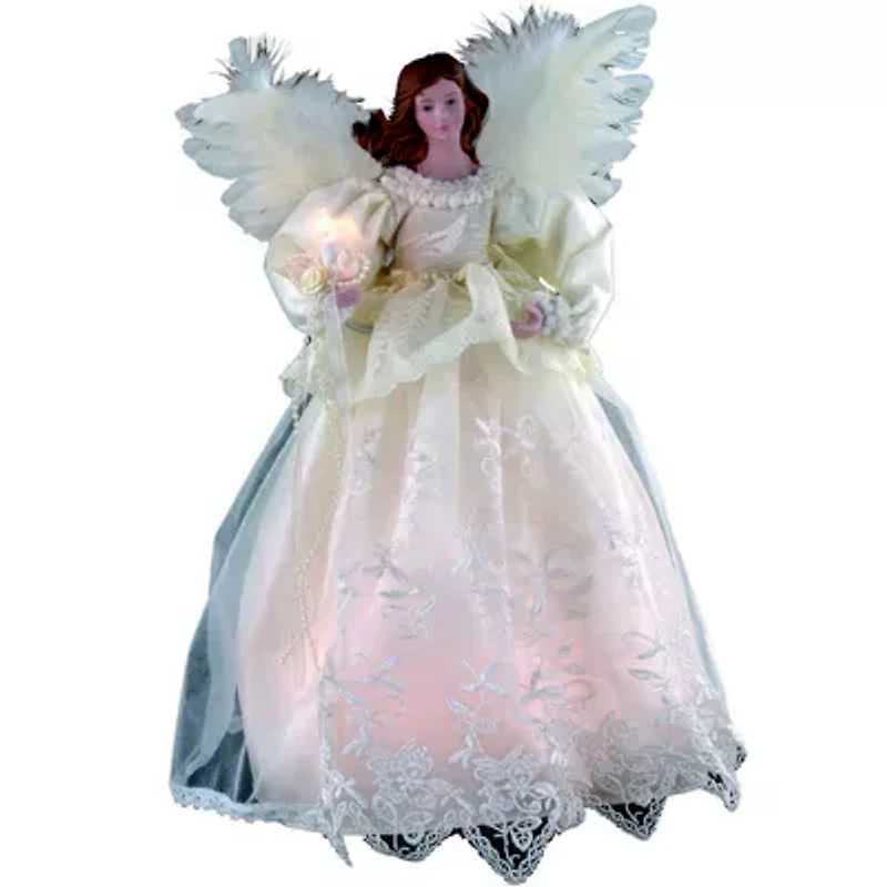 Kurt Adler 14.5" Ivory Angel Lighted Christmas Tree Topper