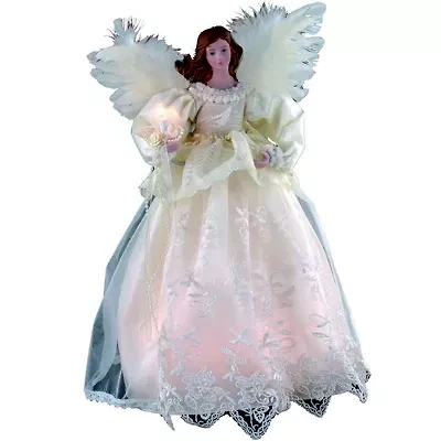 Kurt Adler 14.5" Ivory Angel Lighted Christmas Tree Topper