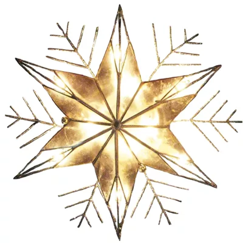 Kurt Adler 10" Silver Wire Capiz Snowflake Lighted Christmas Tree Topper