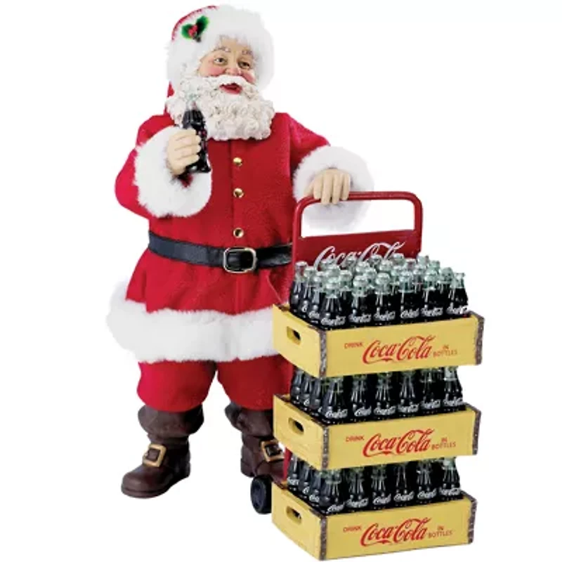Kurt Adler 10.5" Coca Cola Santa with Delivery Cart, 2-piece Set