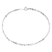 Made in Italy Sterling Silver 9½" Sun Alternated Link Ankle Bracelet