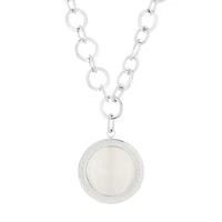 Stainless Steel Oval Link Necklace with Round Charm
