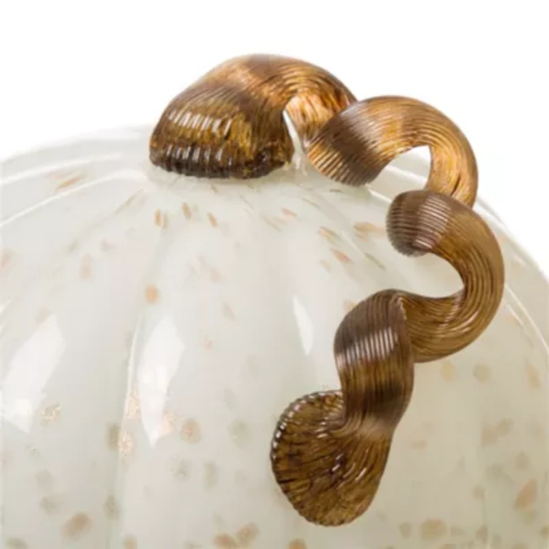 Glitzhome Golden/White Glass Pumpkin Thanksgiving Tabletop Decor