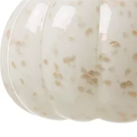 Glitzhome Golden/White Glass Pumpkin Thanksgiving Tabletop Decor