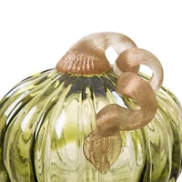 Glitzhome Crackle Glass Short Pumpkin Thanksgiving Tabletop Decor