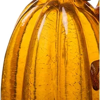 Glitzhome Amber Crackle Tall Glass Pumpkin Thanksgiving Tabletop Decor