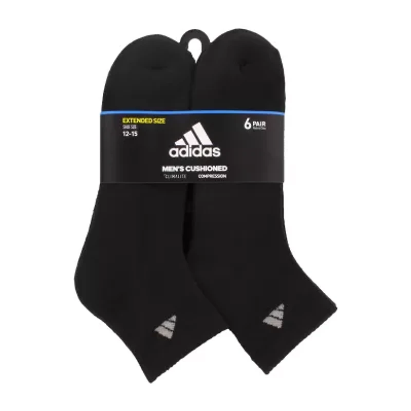 adidas Mens Multi-Pack 6 Pair Big and Tall Quarter Ankle Socks