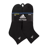 adidas Mens Multi-Pack 6 Pair Big and Tall Quarter Ankle Socks