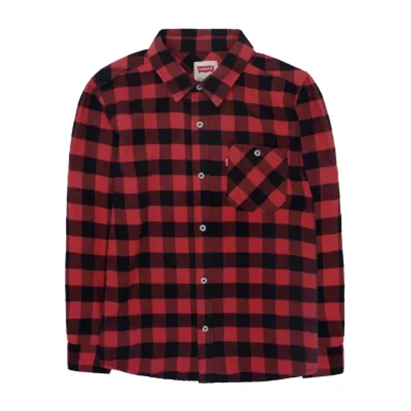 Levi's® Big Kid Boys Long Sleeve Cuffed Regular Fit Button-Down Shirt