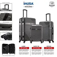 InUSA Resilience 3-pc.Hardside Lightweight Spinner Luggage Set