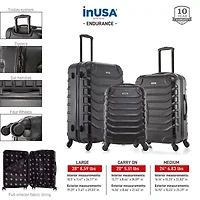 InUSA Endurance 3-pc.Hardside Lightweight Spinner Luggage Set