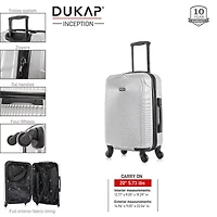 Dukap Inception 20 Inch Hardside Lightweight Carry-On Spinner Luggage