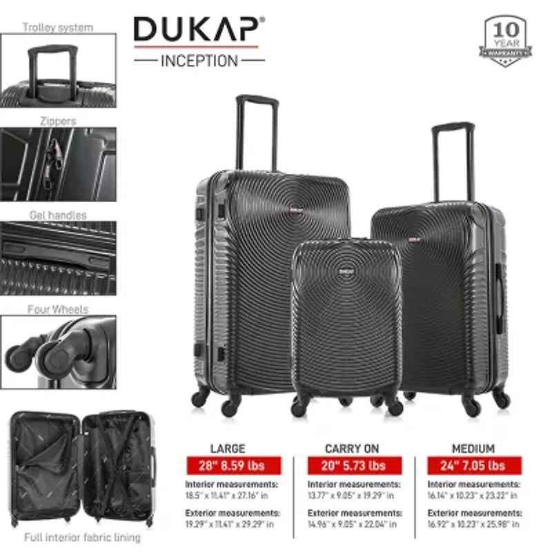 DUKAP Inception 3-pc.Hardside Lightweight Spinner Luggage Set