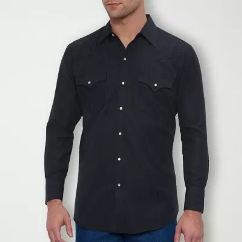 Ely Cattleman Tonal Snap Front Mens Long Sleeve Classic Fit Button-Down Shirt
