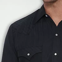 Ely Cattleman Tonal Snap Front Mens Long Sleeve Classic Fit Button-Down Shirt