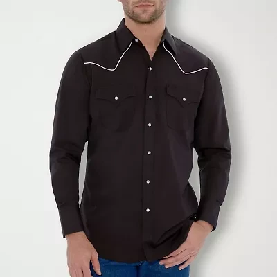 Ely Cattleman Piped-Yolk Mens Long Sleeve Classic Fit Button-Down Shirt
