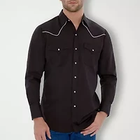 Ely Cattleman Piped-Yolk Mens Long Sleeve Classic Fit Button-Down Shirt