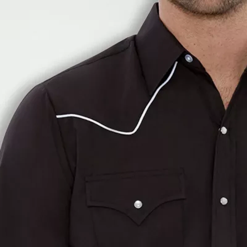 Ely Cattleman Piped-Yolk Mens Long Sleeve Classic Fit Button-Down Shirt