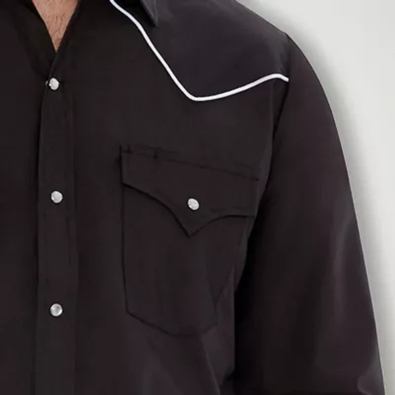 Ely Cattleman Piped-Yolk Mens Long Sleeve Classic Fit Button-Down Shirt