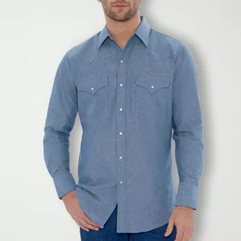 Ely Cattleman Mens Long Sleeve Regular Fit Big and Tall Button-Down Shirt