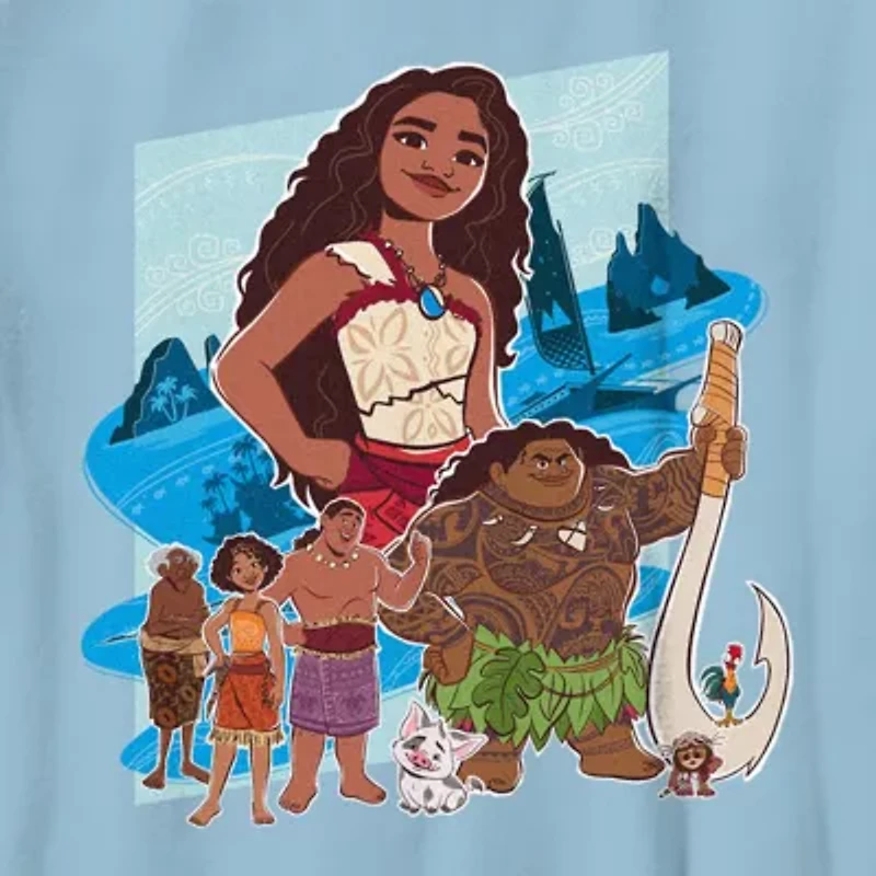 Disney Collection Little & Big Kid Boys Crew Neck Short Sleeve Regular Fit Princess Moana Graphic T-Shirt