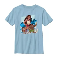 Disney Collection Little & Big Kid Boys Crew Neck Short Sleeve Regular Fit Princess Moana Graphic T-Shirt