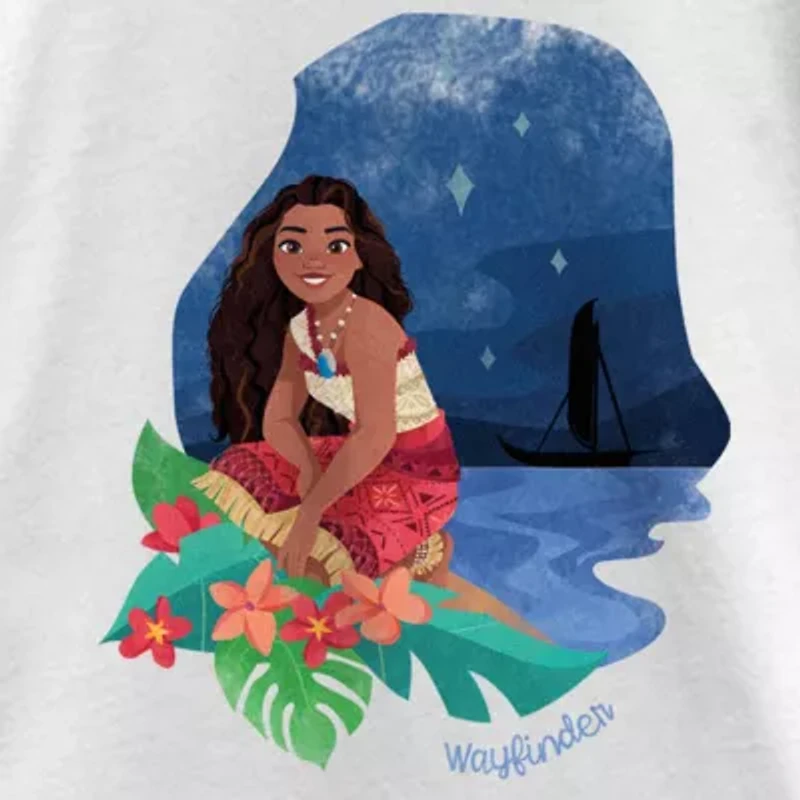 Disney Collection Little & Big Kid Girls Crew Neck Short Sleeve Regular Fit Princess Moana Graphic T-Shirt