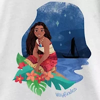 Disney Collection Little & Big Kid Girls Crew Neck Short Sleeve Regular Fit Princess Moana Graphic T-Shirt