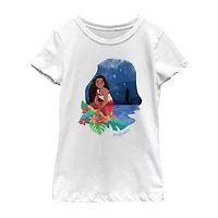 Disney Collection Little & Big Kid Girls Crew Neck Short Sleeve Regular Fit Princess Moana Graphic T-Shirt