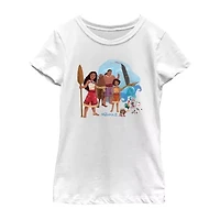 Disney Collection Little & Big Kid Girls Crew Neck Short Sleeve Regular Fit Princess Moana Graphic T-Shirt